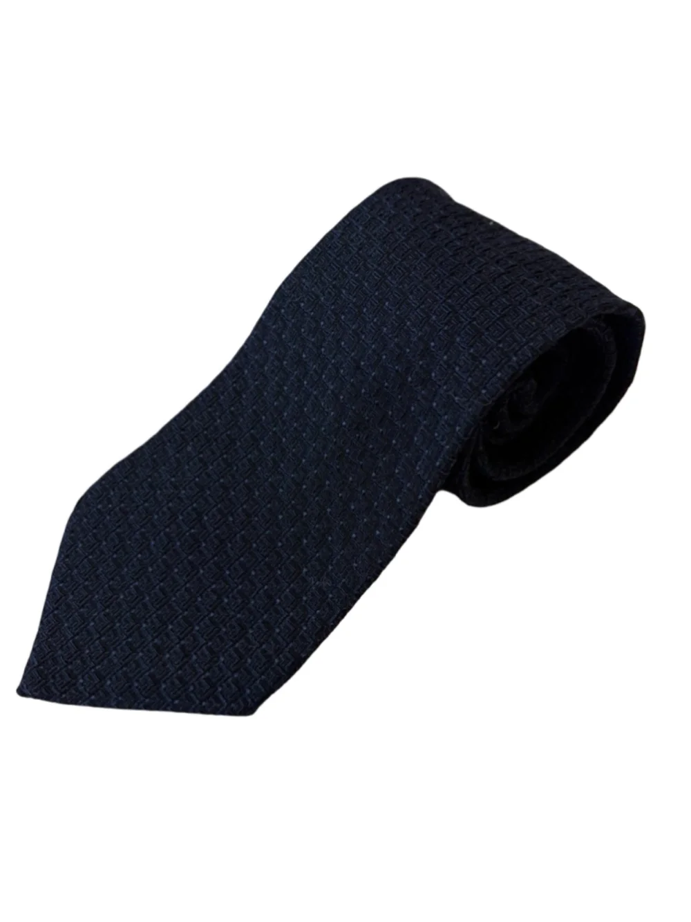 Giorgio Armani Cravatte Navy Silk Wool Blend Geometric Luxury Tie Italy